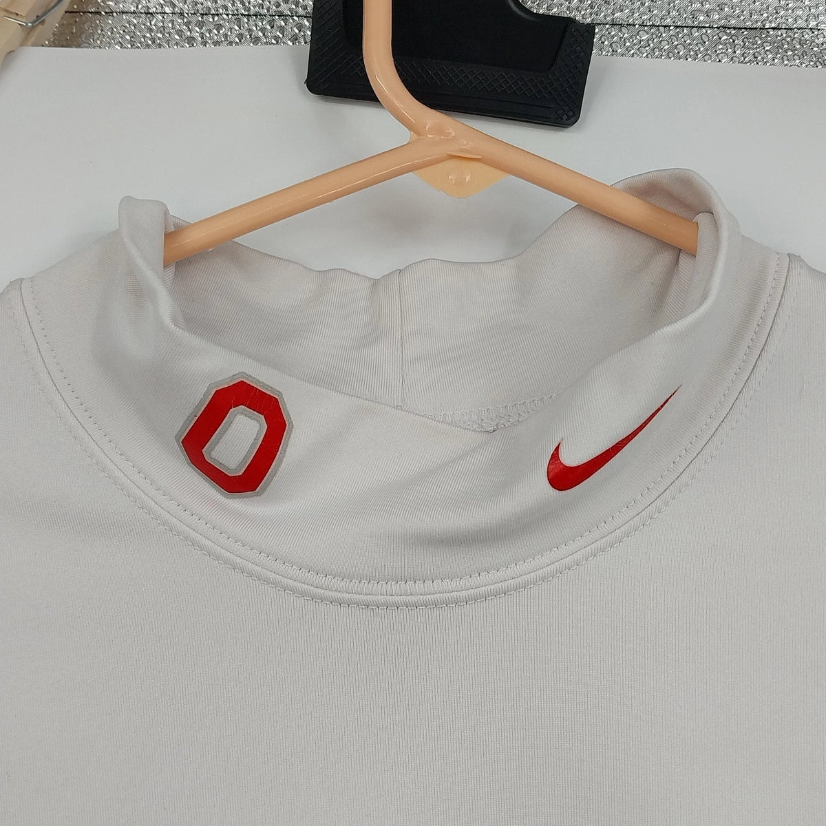 Nike Pro OSU Buckeyes Compression Shirt White Men's M Mock Neck Long Sleeve