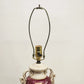 Italian Porcelain Table Lamp Urn on Pedestal Style White Bell Shaped Shade Vtg