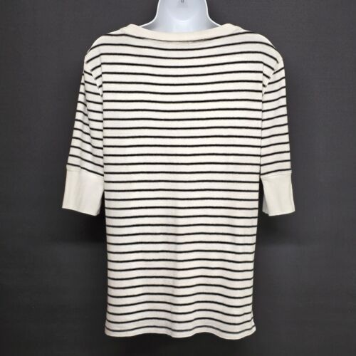 Calvin Klein Performance T-Shirt XL Women's White w Black Stripe V Neck 1/2 SL