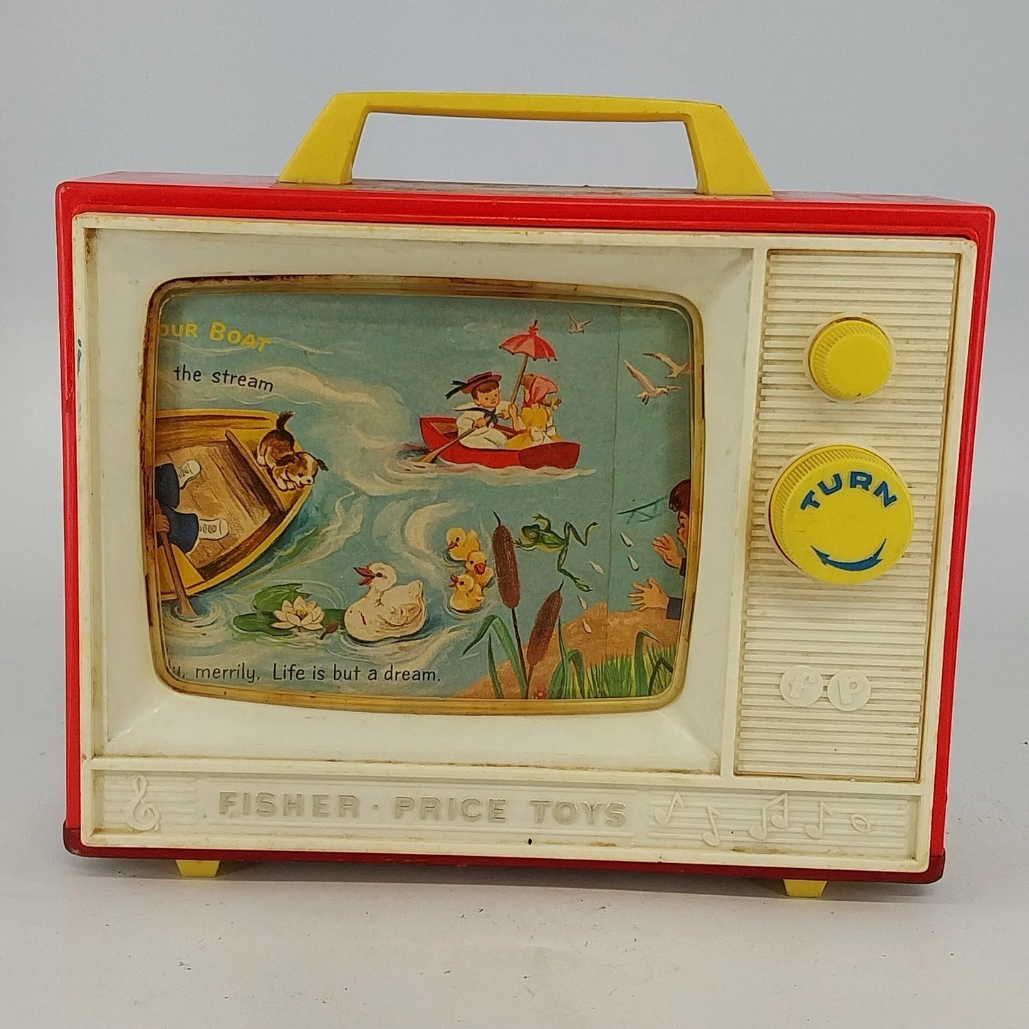 Fisher Price Giant Screen Music Box TV Toy 1966 Vintage Works Collectible 2 Tune