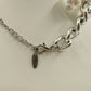 Plunder Knot Cord & White Faux Pearl Chunky Beaded Necklace Silver Tone Chain 8"