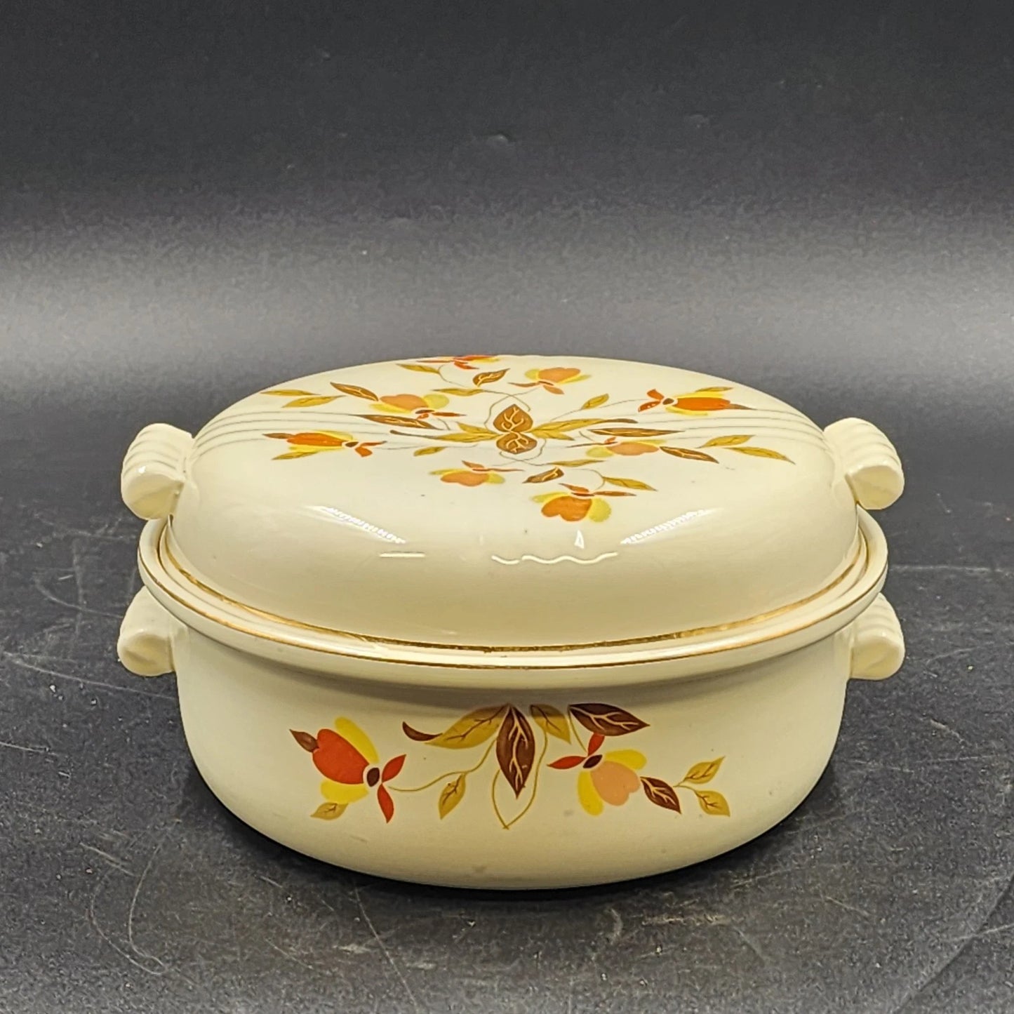 Autumn Leaf Radiance Covered Casserole 2qt Halls Superior Jewel Tea MCM Vintage