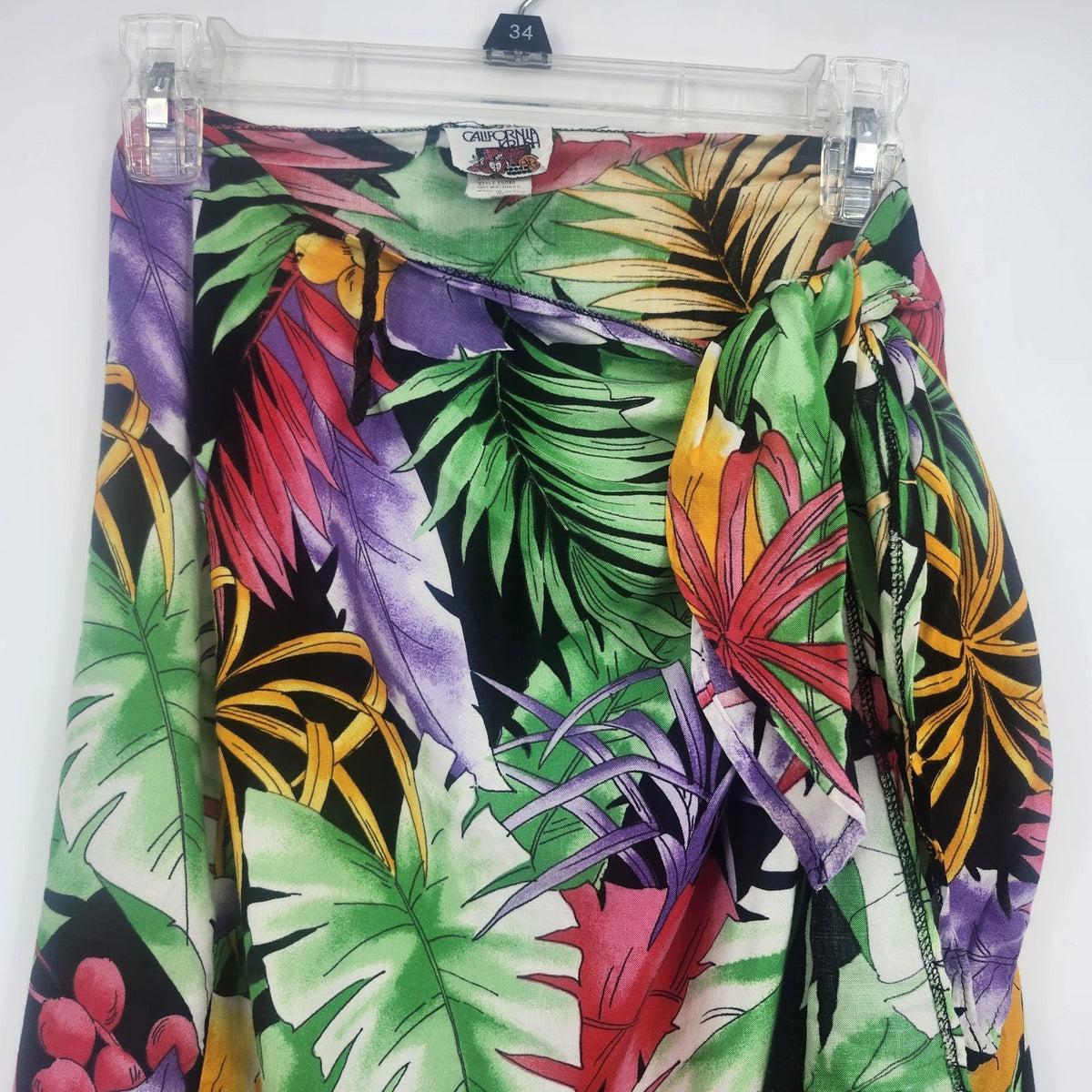 California Krush Tropical Wrap Skirt Women's Medium Rayon Floral 90s Vtg Mexico