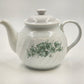 Corelle Callaway Teapot White Green Floral Swirl Corning Ware 7"x10"
