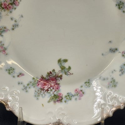 Haviland Limoges "Rebecca" Round Serving Tray – 10" Porcelain with Scalloped Edge, Raised Trellis & Rose Floral Design – Vintage French Tableware