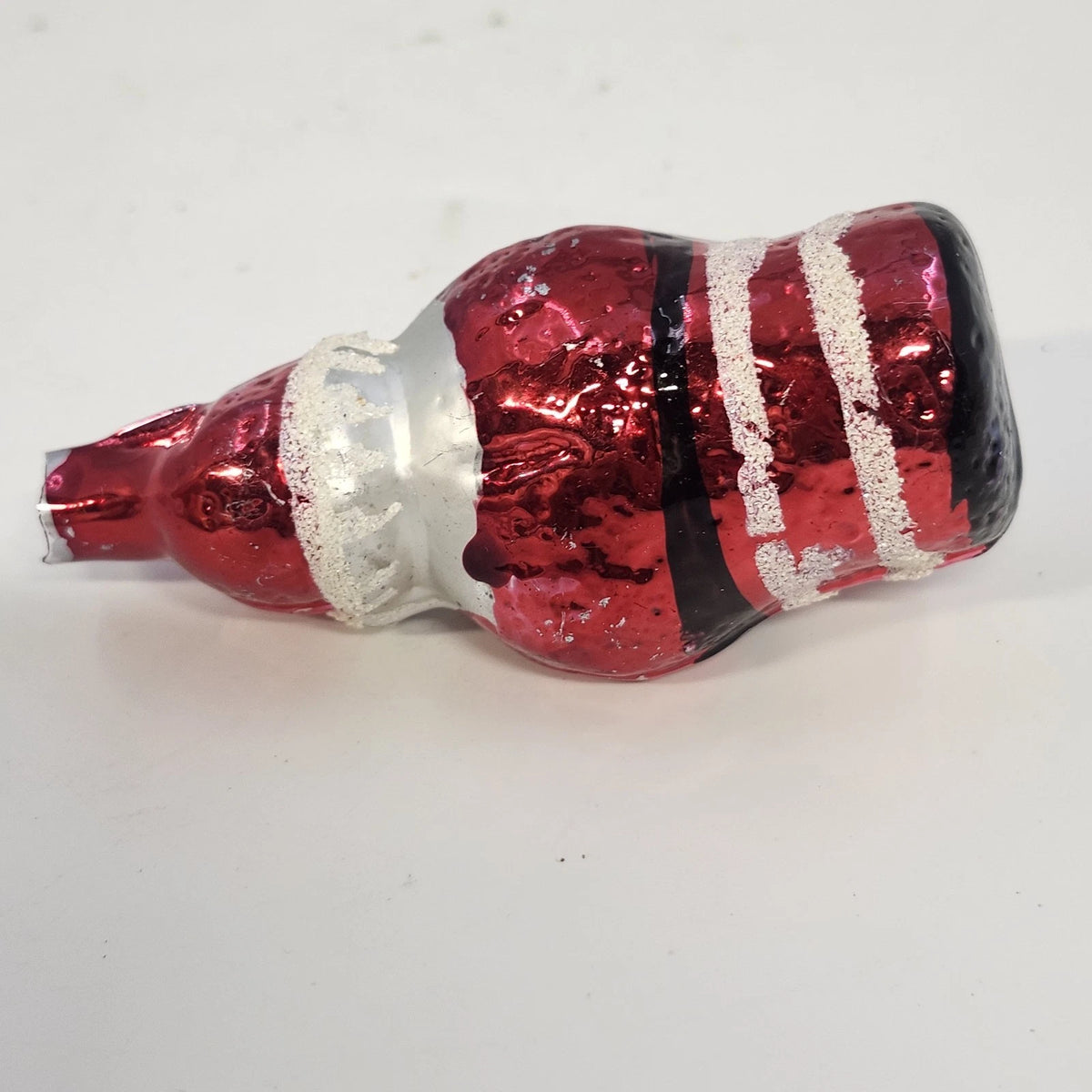 Mercury Glass Santa Christmas Ornaments Lot 7 Figural Mica Glitter Vtg No Caps