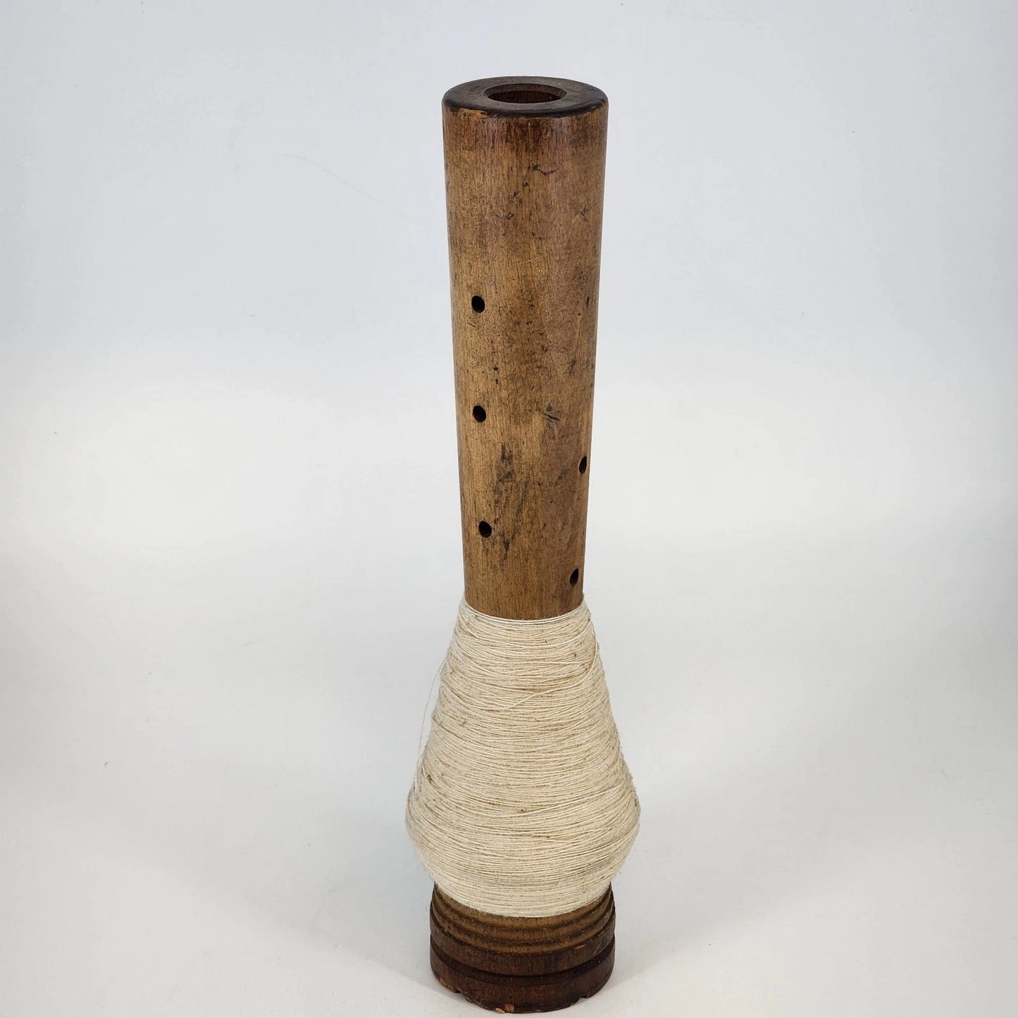Vintage Industrial Wooden Textile Bobbin 12 Inch Beehive Spool