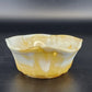 Akro Agate Caramel Slag Glass Bowl Scalloped Paneled Swirl