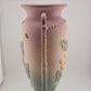 Magnolia Trophy Vase Hull Art Pottery 12.5" Matte Pink Flower Tassel Handle