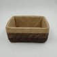 Handwoven Rattan Storage Basket 2-Tone w/ Liner Rectangular 7"