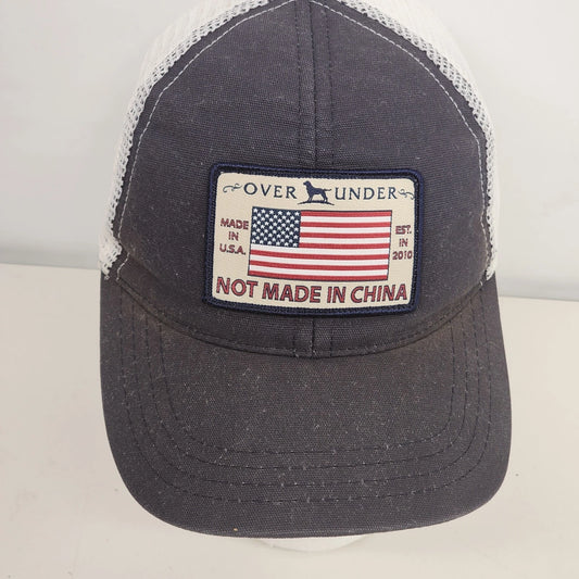 Not Made in China Cap USA Flag Hat Over Under Blue Snapback Adjustable 2010