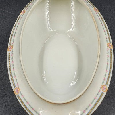 Covered Vegetable Serving Dish Old Abbey Limoges France Antique 12.5" Decorated