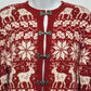 Croft & Barrow Cardigan Sweater Petite Medium Snow Flakes Reindeer Silk Angora