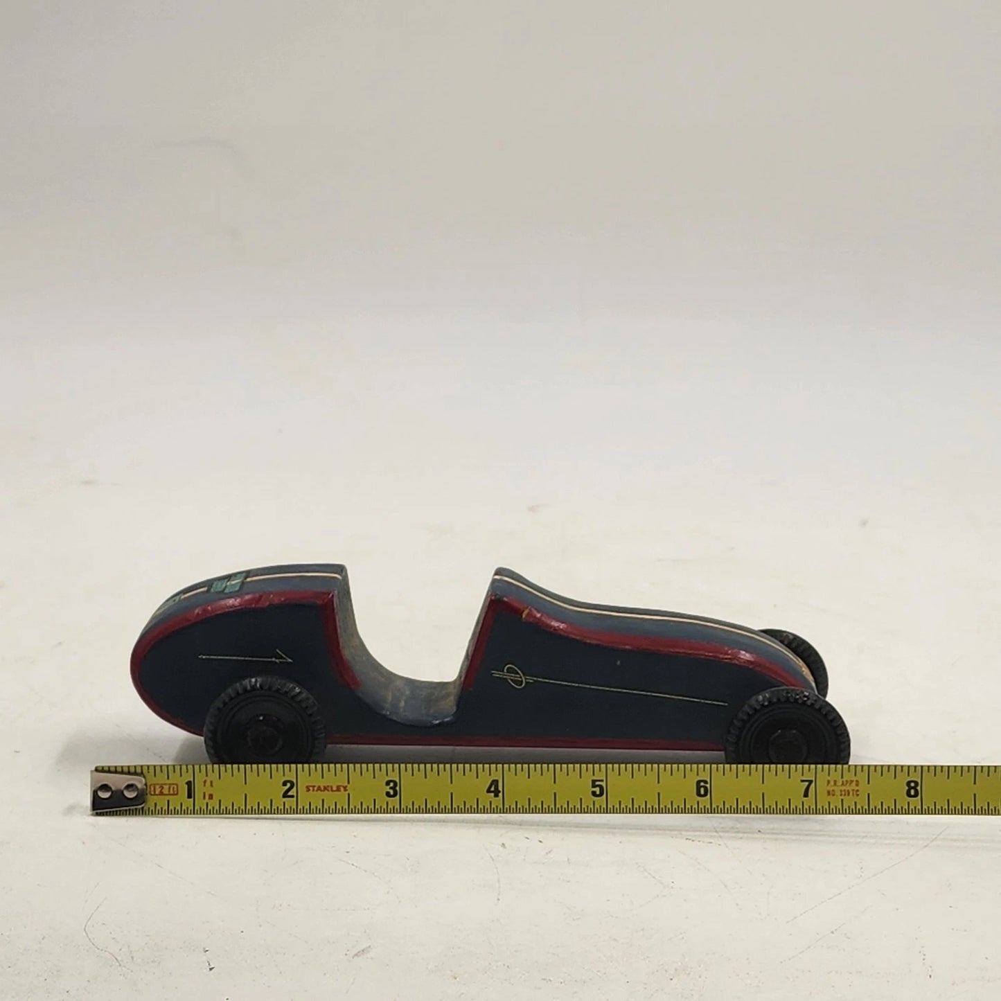 Pinewood Derby Car Blue Drifter Handmade Wood Racer Boy Scout USA 1980s Vintage