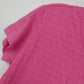 Basic Editions Women's Textured Knit V-Neck Top Pink Short Sleeve Size M