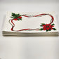 Set of 11 White Damask Placemats 18"x13" Holly Poinsettia Christmas Design