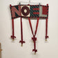 Red Black NOEL Wall Hanging Christmas Holiday Red Bows with Gold Bells 24.5"x9"