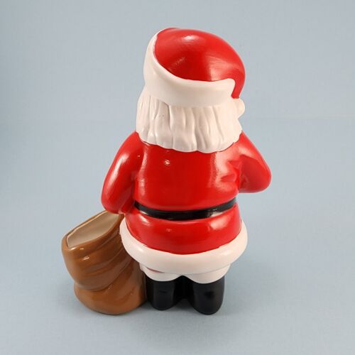 Ceramic Santa Figurine Football Bag Hand Painted 9.75 Inch