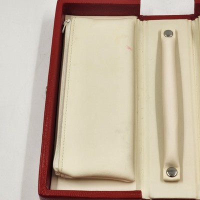 Hato Hasi Red Faux Leather Jewelry Travel Case Snap Closures Removable Pouches