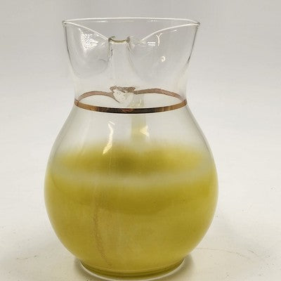 Blendo Yellow to Clear Pitcher w/ Gold Band Ice Lip WV Glass 6.25"x4"