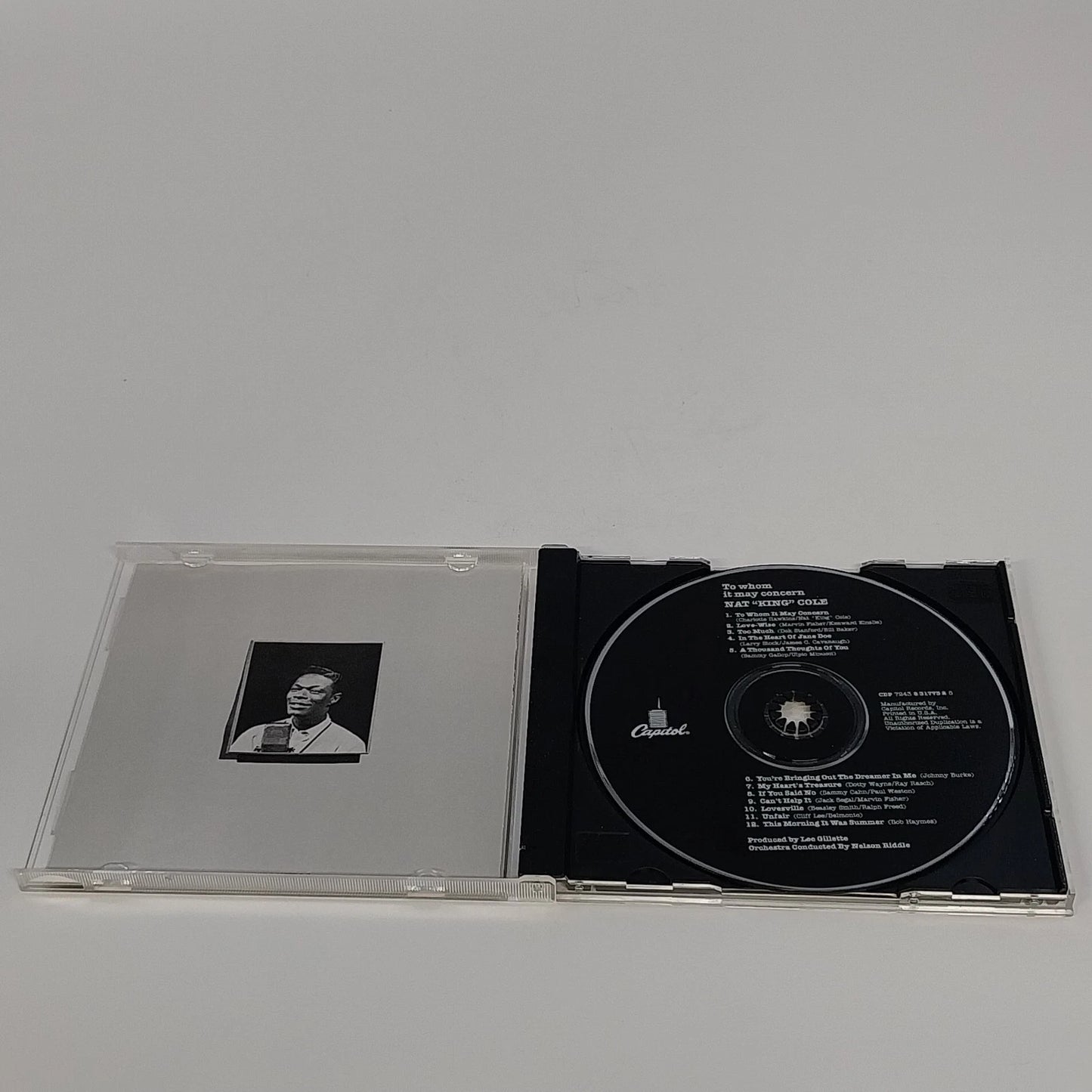 Nat King Cole To Whom It May Concern CD Capitol Nelson Riddle Lee Gillette 1995