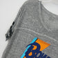 David Bowie Graphic V-Neck T-Shirt Women's XL Gray Burnout Hi-Low Varsity Tee