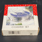 Christmas Noel Silverplated Coasters Set of 6 w Holder Angel Holiday & Box Vtg