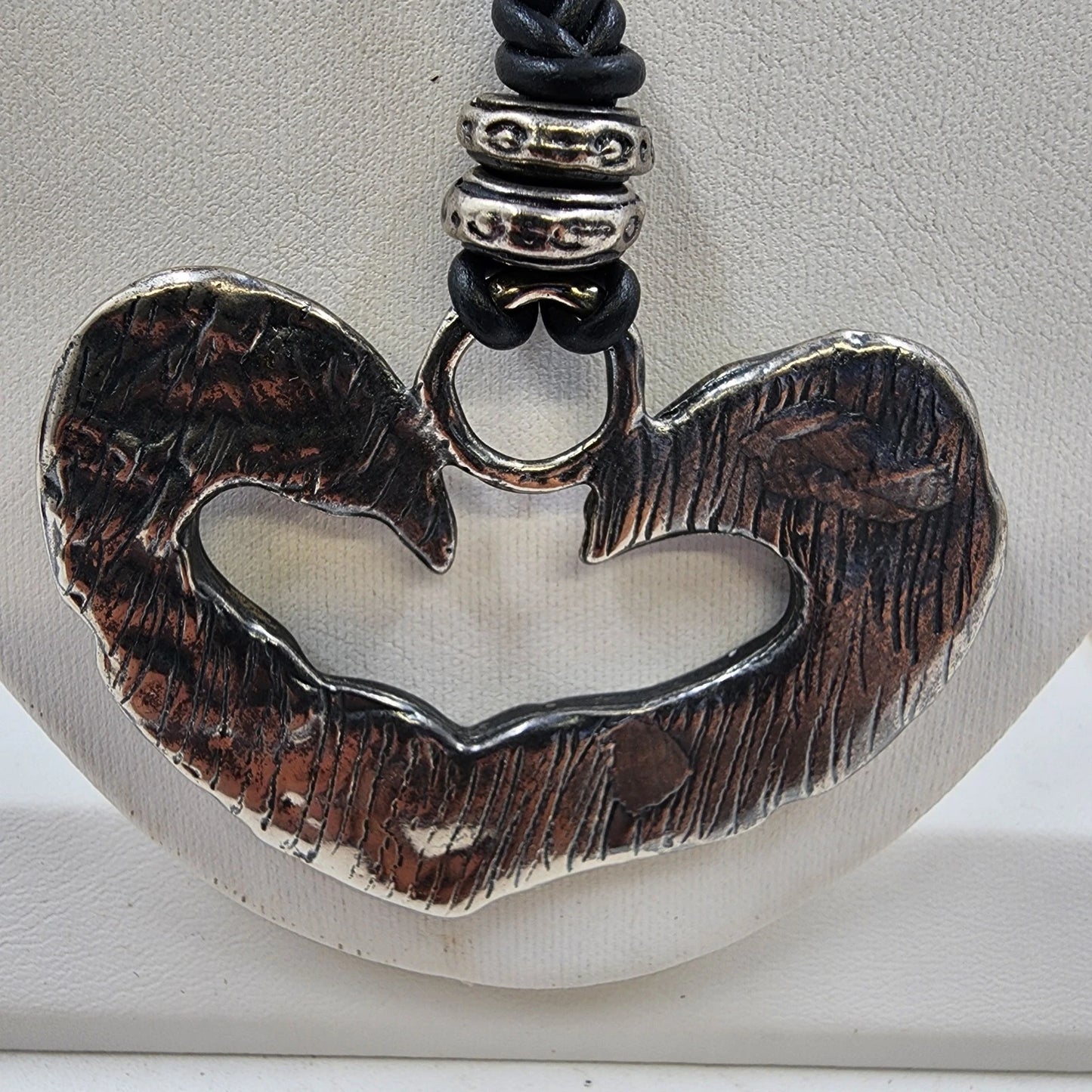 3 Corded Adjustable Necklaces Faux Pearl Heart Discs Pendant Set Boho Jewelry