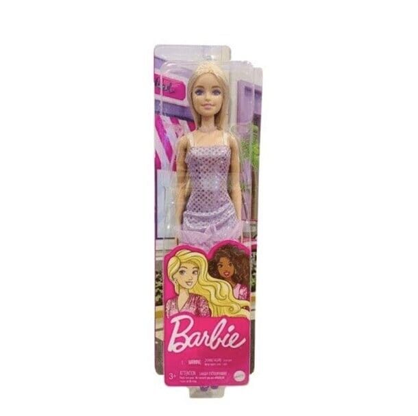 Mattel Barbie Glitz Doll Blonde Hair Purple Polka Dot Metallic Mini Dress NEW