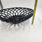 Black Lattice Glazed Ironstone Bread Fruit Bowl Basket Palermo by Artimino 13"d
