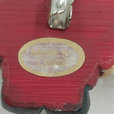 Santa Claus with Bag Clay Christmas Holiday Brooch Lapel Pin Silver Tone China