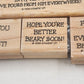 4 Wood Rubber Stamps Moral Support & Bear Theme by Stampin' Up! 1999