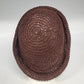 Women's Burgundy Woven Straw Cloche Sun Hat Rolled Brim Open Weave One Size Vtg