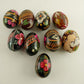 9 Brightly Decorated Easter Eggs Wood Ukrainian or Russian Plastic Covered