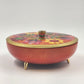 Footed Metal Floral Tin with Lid Vintage Western Germany Mavis Fricke & Nacke