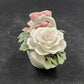 Capodimonte Style White Basket 2.75" w Pink Roses Flower & Bow Porcelain China