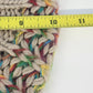 Hand Knitted Tan Beret Hat Rainbow Accent Slouchy Cap