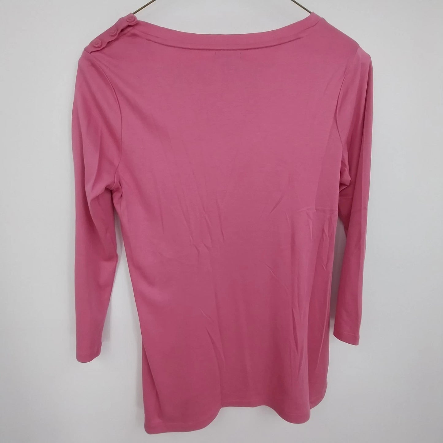 Talbots Pink Tunic Top Women SP 3/4 Sleeve Supima Cotton Modal 21" Crew Neckline