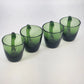 Indiana Glass Cups Avocado Green Blown Art Glass Set of 4 Starburst Base Handle