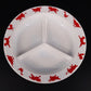 Hazel Atlas Milk Glass Child's Divided Bowl Dish Red Animal Border USA Vintage