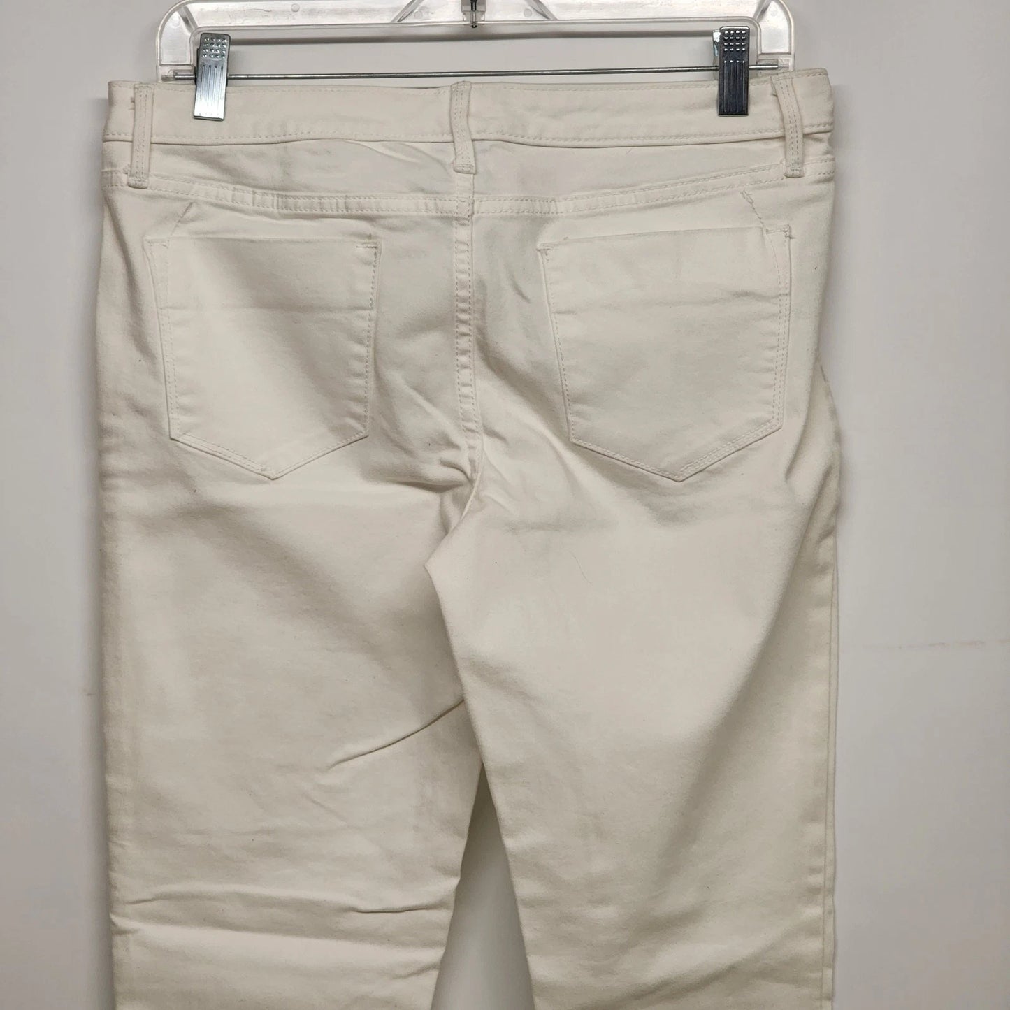 Mossimo White Stretch Denim Jeans Women's 10 Zipper Taper Leg Convertible Chic