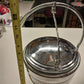 Silver Chromium Solid Brass Ice Bucket Cooler Hinged Lid Arm & Glass 13" 1950's