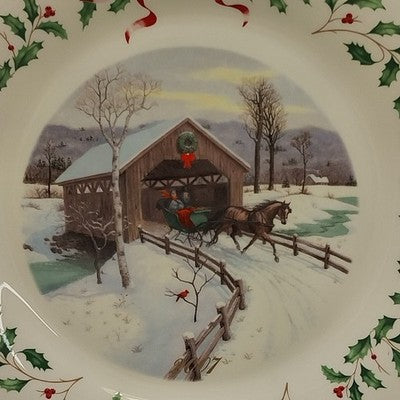 Lenox 2007 Annual Collector Christmas Plate 17th Series Numbered Covered Bridge