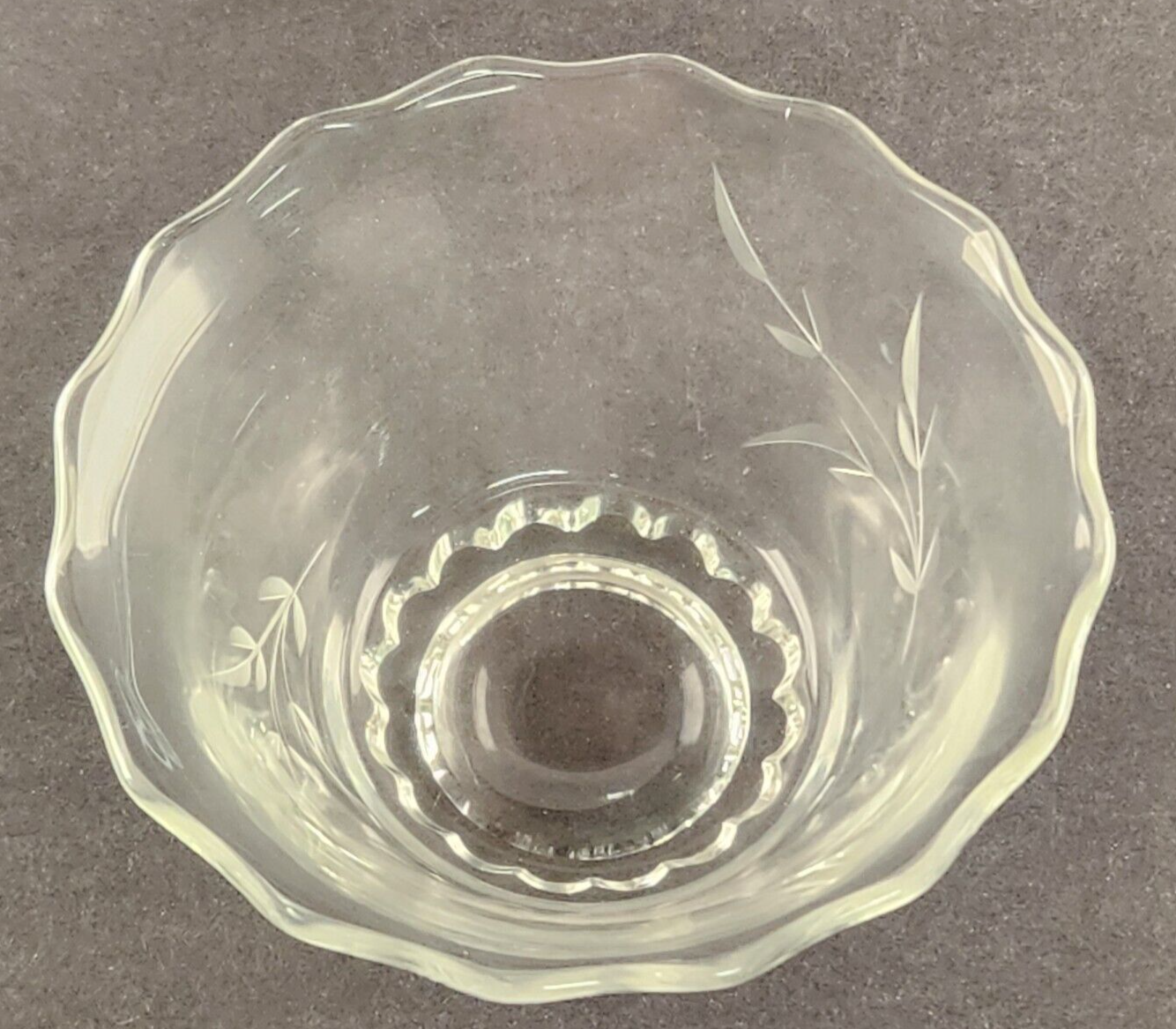 American Cut Elegant Glass Rose Cabbage Mayonnaise Bowl Liner Clear Vintage