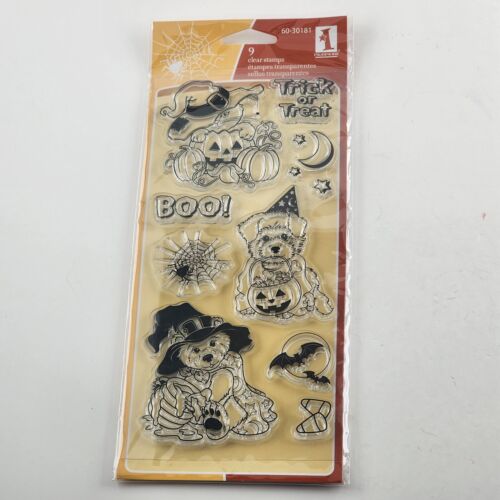 Lot of 3 NOS Halloween Themed Clear Unmounted Stamps Unopened Vintage