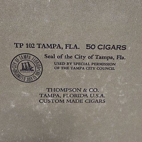 2 pc Thompson & Co Empty Cigar Box Rounds Cardboard Tampa FL 7 x 9