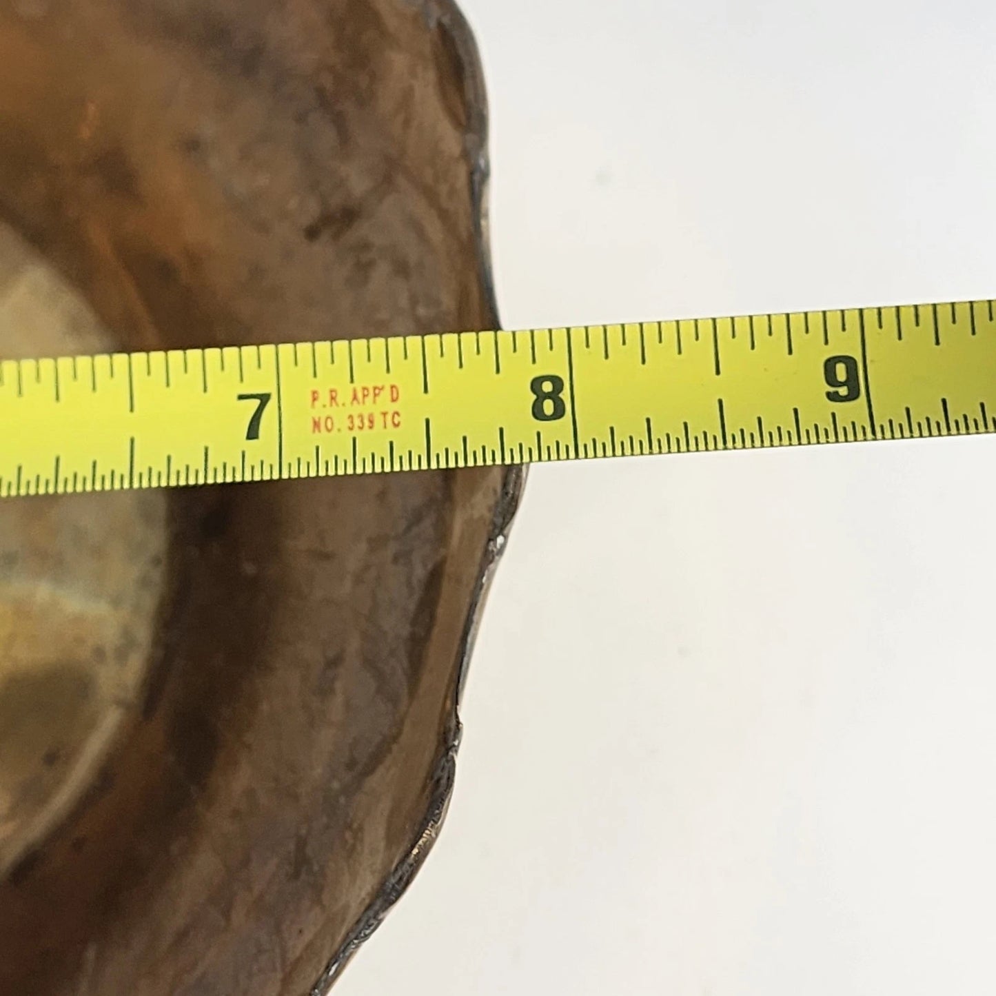 Brass Pedestal Bowl Scalloped Crown Rim 8" Monteith Style India Vintage Patina