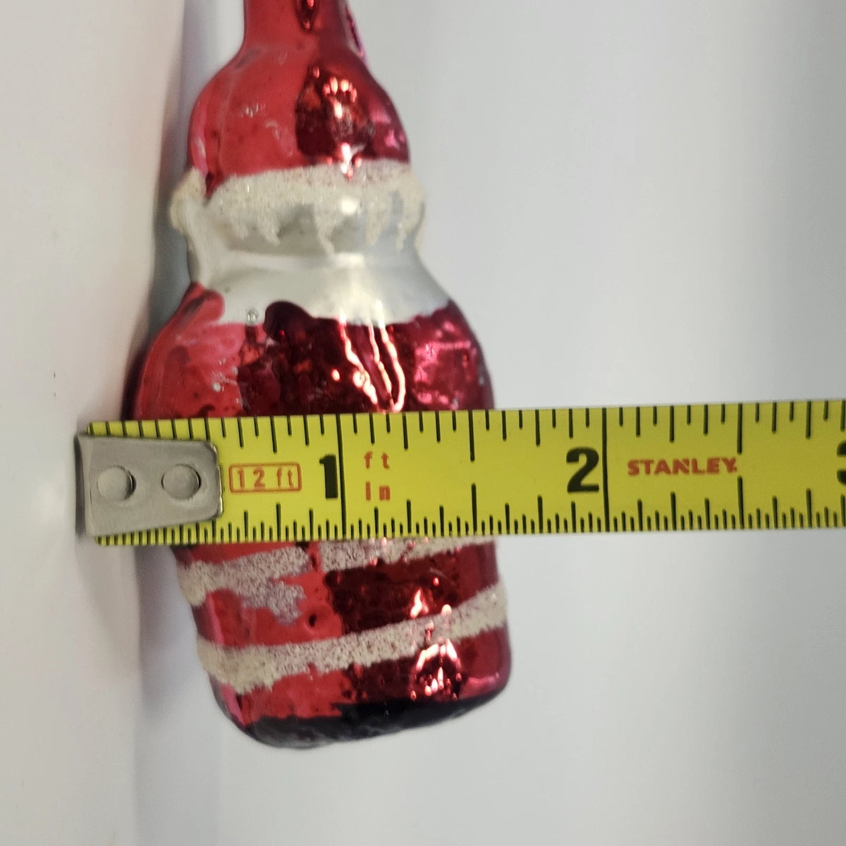 Mercury Glass Santa Christmas Ornaments Lot 7 Figural Mica Glitter Vtg No Caps