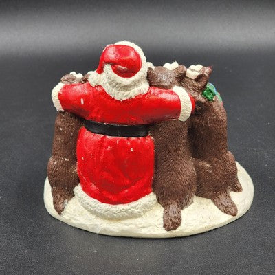 Ceramic Santa Claus & 3 Reindeer with Blue Sleigh Candy Dish Decor
