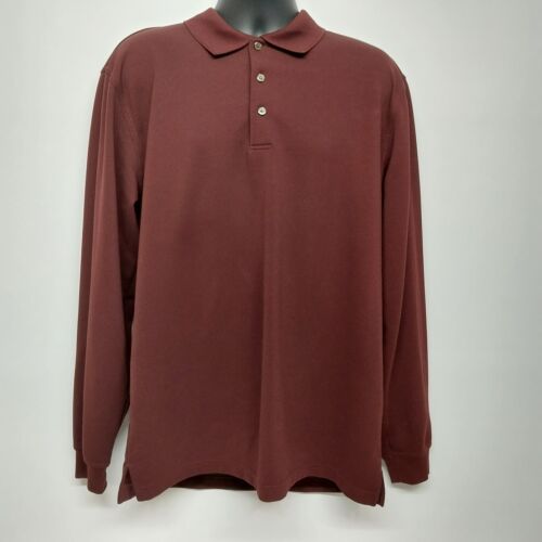 Grand Slam XLT Golf Men's Long Sleeve Polo Shirt Size Burgundy Collared 3 Button